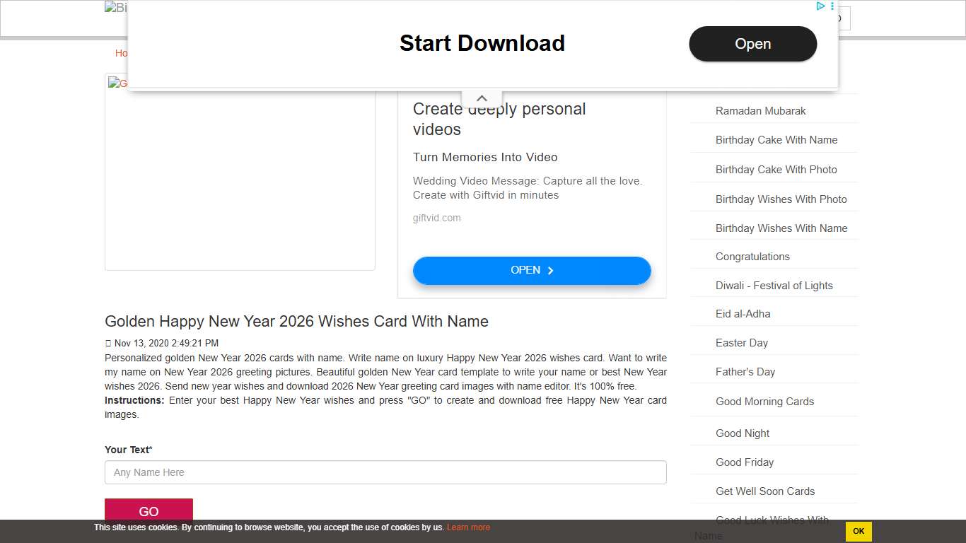 Golden Happy New Year 2026 Wishes Card With Name
